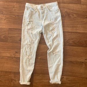 Light Wash Distressed Boyfriend Jeans